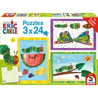 Schmidt Spiele Die kleine Raupe Nimmersatt: Raupe-Kokon-Schmetterling, Puzzle 3x 24 Teile