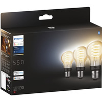 Philips HUE White Ambiance Filament Lampe E27 A60 Dreierpack 550, LED-Lampe 