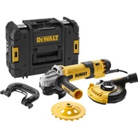 DEWALT Winkelschleifer DWE4257KT-QS Beton-Oberflächenset, 125mm gelb/schwarz, 1.500 Watt, inkl. Staubhaube und Diamant-Topfscheibe, Koffer