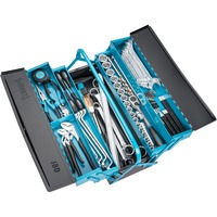 Hazet Metall-Werkzeugkasten mit Sortiment 190/80, Werkzeug-Set schwarz/blau, 80-teilig, mit HiPer Umschaltknarre