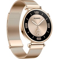 Huawei Watch GT4 41mm (Aurora-B19M), Smartwatch gold/weiß, goldenes Milanese-Armband