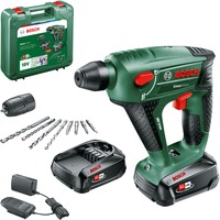 Bosch Heimwerken & Garten Akku-Bohrhammer Uneo Maxx, 18Volt grün/schwarz, 2x Li-Ionen Akku 2,0Ah, im Koffer, POWER FOR ALL ALLIANCE