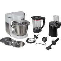 Bosch Home MUM6EW22 Küchenmaschine weiß/edelstahl, 1.600 Watt, Serie 6, Patisserie-Set, Mixaufsatz