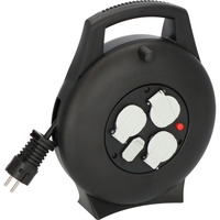 Brennenstuhl Vario-Line Kabelbox Indoor-Mini-Kabeltrommel, 3-fach mit USB schwarz, 10 Meter, USB-A