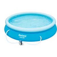 Bestway Fast Set Aufstellpool-Set, Ø 366cm x 76cm, Schwimmbad blau, mit Filterpumpe