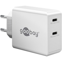 goobay USB-C Dual-Schnellladegerät 36 Watt, PD weiß, 2x USB-C, Power Delivery