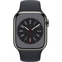 Apple Watch Series 8, Smartwatch graphit, 41 mm, Sportarmband, Edelstahl-Gehäuse, LTE