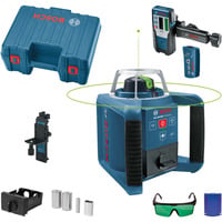 Bosch Professional Rotationslaser GRL 300 HVG Professional, mit Halterung blau/schwarz, grüne Laserlinie, mit Laser-Empfänger LR 1, im Koffer