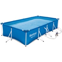 Bestway Steel Pro Frame Pool Set, Schwimmbad blau, 400cm x 211cm x 81cm, mit Filterpumpe