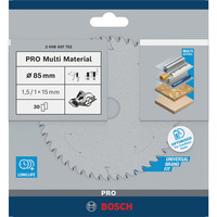 Bosch Professional PRO Multi Material Kreissägeblatt, Ø 85mm, 30Z Bohrung 15,875mm, für Akku-Handkreissägen