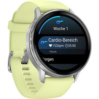 Garmin Venu 4 - 45 mm, Smartwatch silber, Silikon-Armband in hellgelb