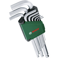 Bosch Heimwerken & Garten Innensechskantschlüssel Set, 9-teilig, Schraubendreher grün/schwarz, Aufbewahrungsclip