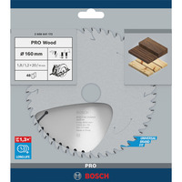 Bosch Professional PRO Wood Kreissägeblatt, Ø 160mm, 48Z Bohrung 20mm, für Handkreissägen