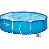 Bestway Steel Pro Frame Pool-Set, Ø 305cm x 76cm, Schwimmbad blau, mit Filterpumpe