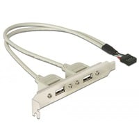 DeLOCK USB 2.0 Slotblende, 10 Pin Header > 2x USB-A Buchse grau, 30cm Kabel