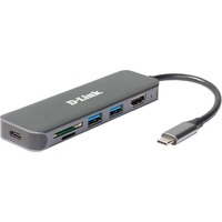D-Link DUB-2327, Dockingstation silber, HDMI, USB-A, USB-C PD, SD- und microSD-Karten