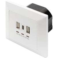 Digitus Steckdose Unterputz, mit USB A und USB-C Ports weiß, 2x USB-A, 1x USB-C, 3,1A