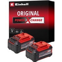 EINHELL Akku Power-X-Change Plus TWIN-PACK 18Volt 5,2Ah rot/schwarz, 2 Stück, ohne Ladegerät