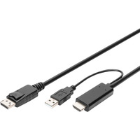 Digitus Adapterkabel HDMI > Displayport, UHD 4K schwarz, 2 Meter