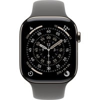 Apple Watch Series 11, Smartwatch Titan Natur, Titangehäuse, 46 mm, Sportarmband steingrau S/M, Cellular