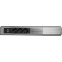 Bachmann CASIA 2 Steckdosenleiste 3-fach + USB-Charger, lang, Wand- oder Eckmontage edelstahl, 2 Meter Kabel, 1x USB-A, 1x USB-C