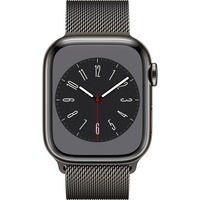 Apple Watch Series 8, Smartwatch graphit, 41 mm, Milanaise Armband, Edelstahl-Gehäuse, LTE
