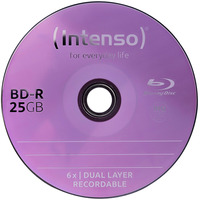 Intenso BD-R 25 GB, Blu-ray-Rohlinge 6fach, 25 Stück, bedruckbar, Retail