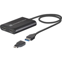 Sonnet USB DisplayLink Adapter, USB-A Stecker > Dual 4K HDMI schwarz, 30cm, für M1 und M2 Macs