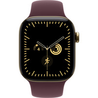 Apple Watch Series 12, Smartwatch Titan Gold, 42 mm, Sportarmband Burgunder M/L, Cellular