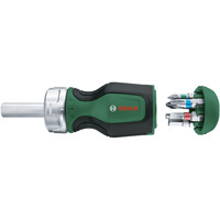 Bosch Heimwerken & Garten Stubby Bit Ratschenschraubendreher + 6 Bits  grün/schwarz, 7-teilig 
