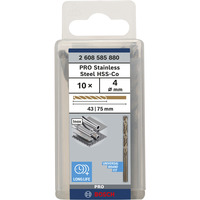 Bosch PRO Stainless Steel HSS-Co Spiralbohrer, Ø 4mm Arbeitslänge 43mm, 10 Stück
