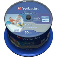 Verbatim BD-R 25GB, Blu-ray-Rohlinge 6fach, 50 Stück, bedruckbar