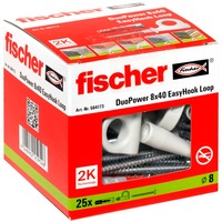fischer EasyHook Loop DuoPower 8x40, Dübel weiß, 25 Stück, mit EasyHook Öse