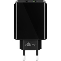 goobay Dual-USB Schnellladegerät USB/QC3.0 28W schwarz