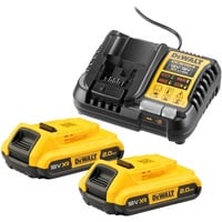 DEWALT Starter-Set Akku-Kit DCB1104D2, 18Volt, Ladegerät gelb/schwarz, 2x Li-Ionen Akku 9,0Ah