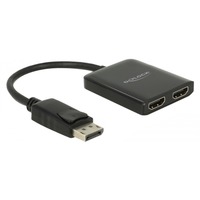 DeLOCK DisplayPort Splitter 1.4 > 2x HDMI MST, HDMI Splitter schwarz, 20cm Kabel