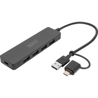 Digitus USB 3.0 Hub 4-Port Slim Line, USB-Hub schwarz