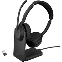 Jabra Evolve2 55, mit Ladestation, Headset schwarz, Stereo, Microsoft Teams, USB-A, Link380a