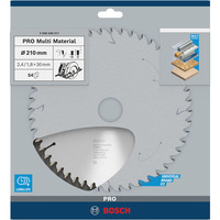 Bosch Kreissägeblatt Multi Material, Ø 210mm, 54Z Bohrung 30mm, für Handkreissägen