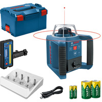 Bosch Professional Rotationslaser GRL 300 HV Professional blau/schwarz, rote Laserlinie, mit Laser-Empfänger LR 45, VARTA Ladegerät + Akkus, in L-BOXX