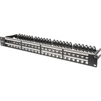 Digitus Modulares High Density Patch Panel, 24-Port, Rack Mount, geschirmt, Patchpanel schwarz, 1 HE, für Keystone-Module, mit Beschriftungsfeld