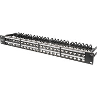 Digitus Modulares High Density Patchpanel, 24-Port, Rack Mount, geschirmt schwarz, 1 HE, für Keystone-Module, mit Beschriftungsfeld