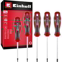 EINHELL Schraubendreher-Set, Außen-Sechsrund 5-teilig rot/schwarz, Ergonomische Zweikomponentengriffe