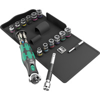 Wera 8009 Zyklop Pocket Set 4, 27-teilig, Bit-Satz schwarz/grün, Umschaltknarre für 3/8", 1/4"