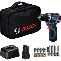 Bosch Professional Akku-Bohrschrauber GSR 12V-32 Professional, 12Volt blau/schwarz, 2x Li-Ionen Akku 2,0Ah, 24-teiliges Zubehör-Set, Werkzeugtasche