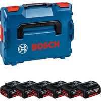 Bosch Professional PRO Akku GBA 18V 4.0Ah Professional, 6 Stück blau/schwarz, L-BOXX, AMPShare Alliance