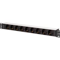Digitus Steckdosenleiste 19" PDU mit Aluminiumprofil, 9-fach schwarz/aluminium, 2 Meter Kabel, 1 HE, 16A, Kaltgerätestecker C20