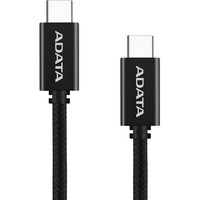 ADATA USB 2.0 Kabel, USB-C Stecker > USB-C Stecker schwarz, 1 Meter, PD 3.0, QC 3.0, Laden mit bis zu 100 Watt