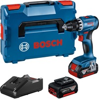 Bosch Professional Akku-Bohrschrauber GSR 18V-45 Professional, 18Volt blau/schwarz, 2x Li-Ionen Akku 3,0Ah, in L-BOXX