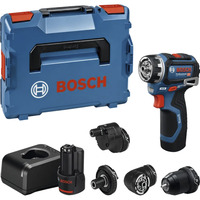 Bosch Professional Akku-Bohrschrauber GSR 12V-32 FC Professional, 12Volt blau/schwarz, 2x Li-Ionen Akku 2,0Ah, L-BOXX, Metallbohrfutteraufsatz, Winkelaufsatz, Exzenteraufsatz 